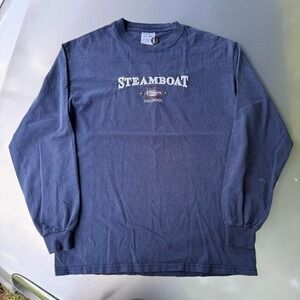 Sun faded Navy blue vintage Colorado Steamboat Springs long sleeve
